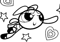 Een kleurplaat van  powerpuff girls